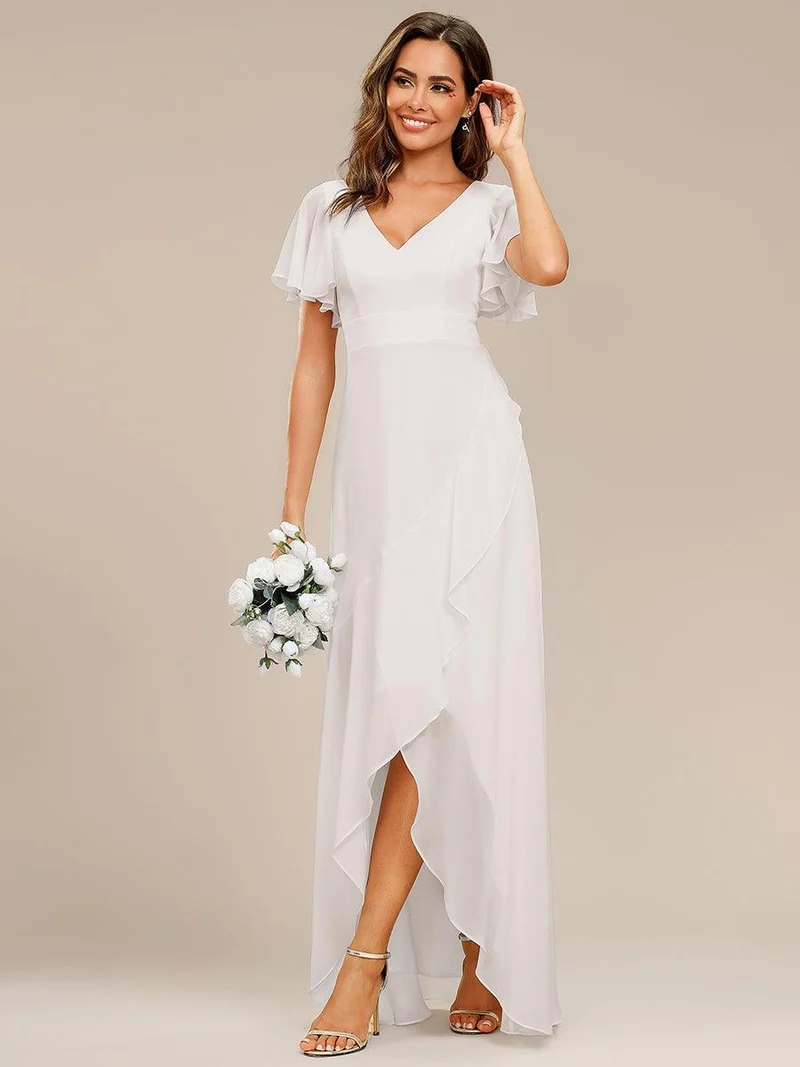 ever OREE|Robe demoiselle d'honneur Mousseline Ourlet en feuille de lotus Charmante(Vente Finale)