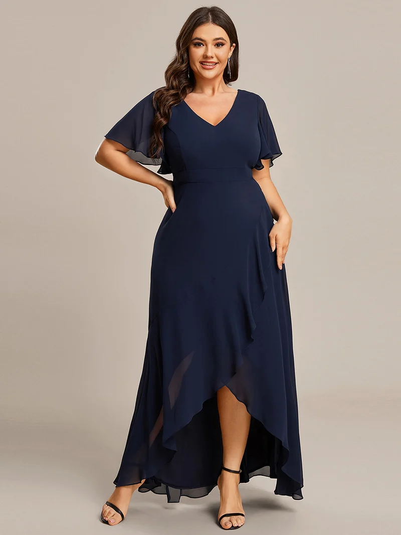 ever OREE|Robe demoiselle d'honneur Mousseline Ourlet en feuille de lotus Charmante(Vente Finale)