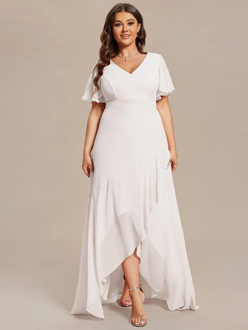 ever OREE|Robe demoiselle d'honneur Mousseline Ourlet en feuille de lotus Charmante(Vente Finale)
