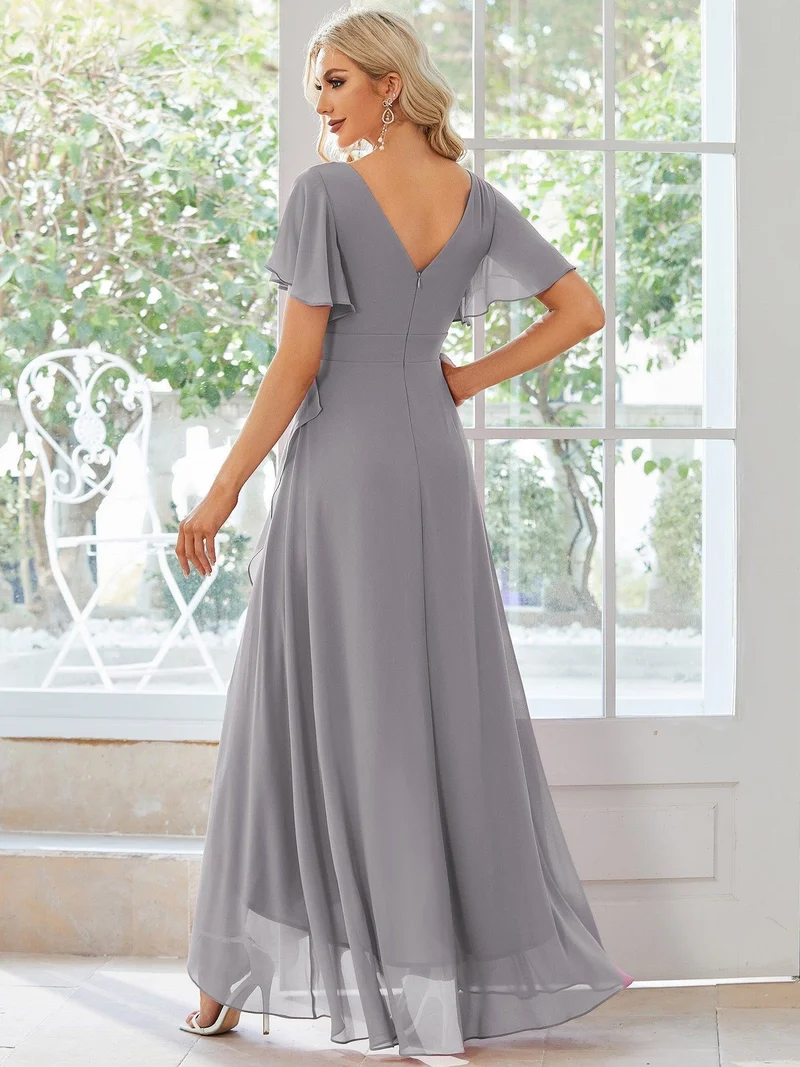 ever OREE|Robe demoiselle d'honneur Mousseline Ourlet en feuille de lotus Charmante(Vente Finale)