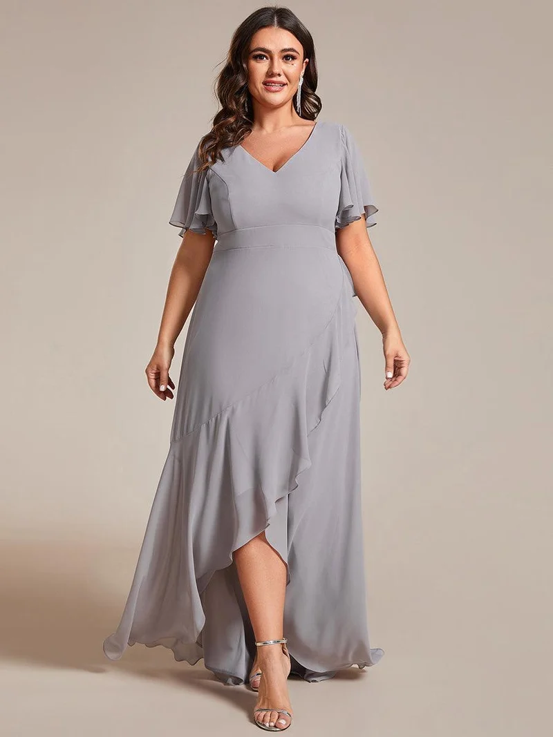 ever OREE|Robe demoiselle d'honneur Mousseline Ourlet en feuille de lotus Charmante(Vente Finale)