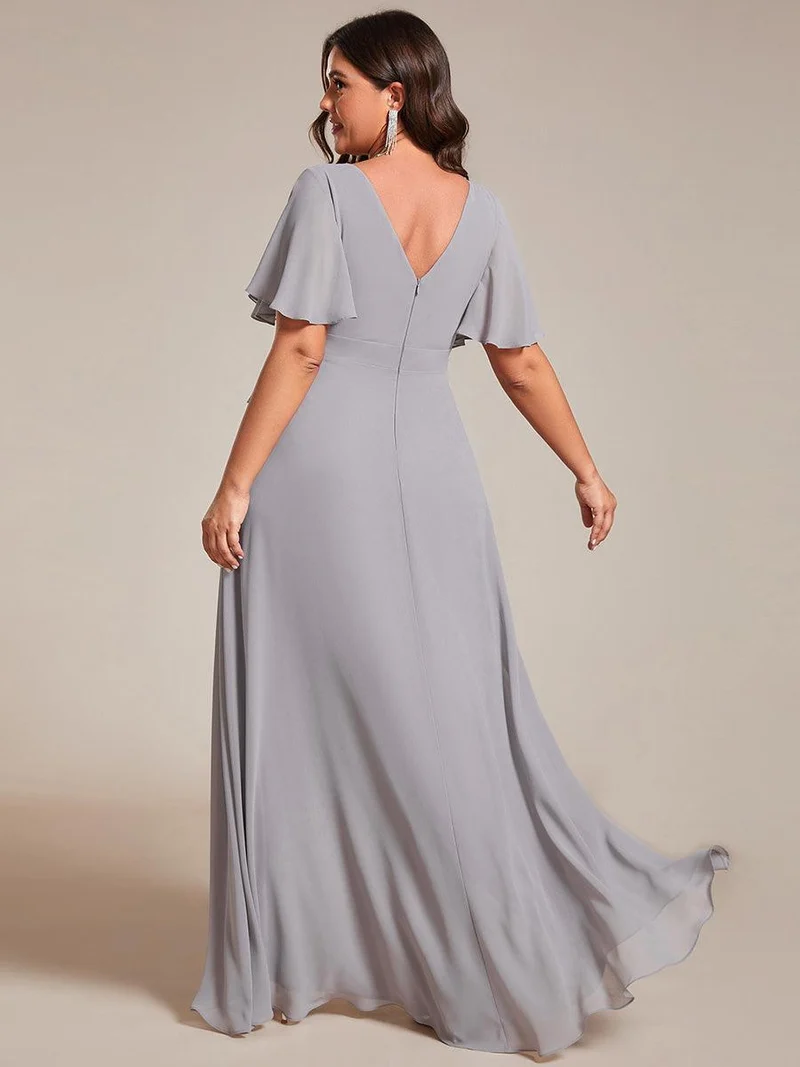 ever OREE|Robe demoiselle d'honneur Mousseline Ourlet en feuille de lotus Charmante(Vente Finale)