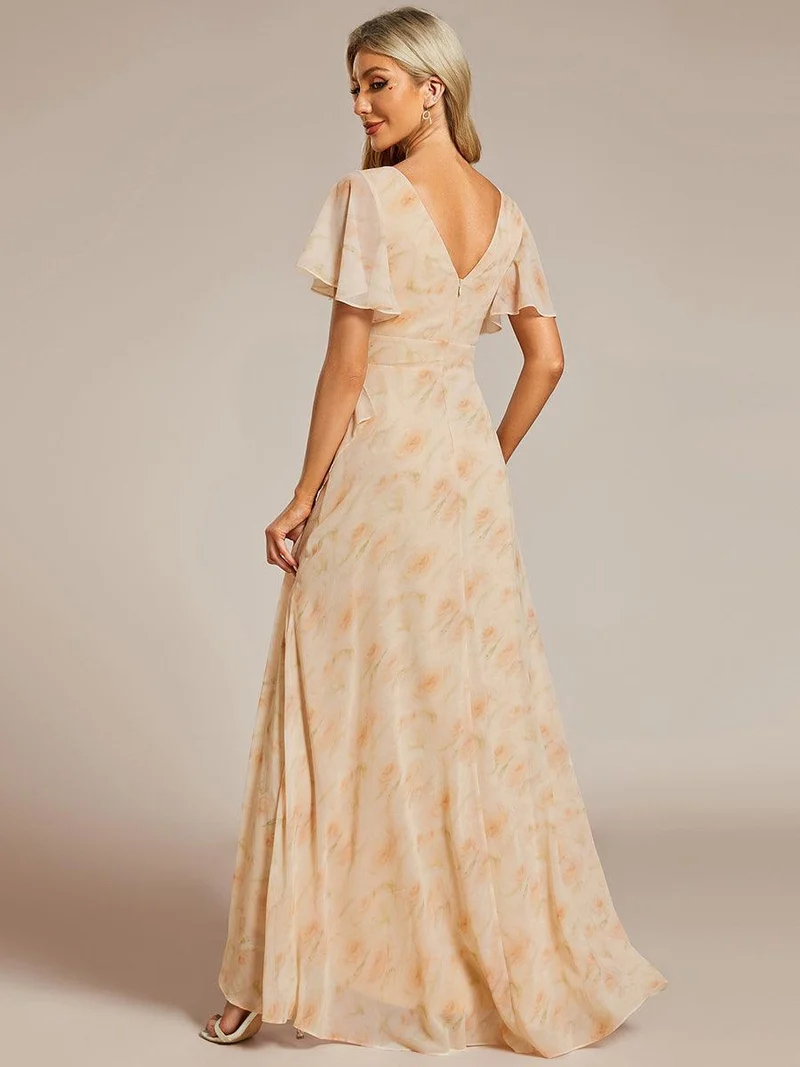 ever OREE|Robe demoiselle d'honneur Mousseline Ourlet en feuille de lotus Charmante(Vente Finale)