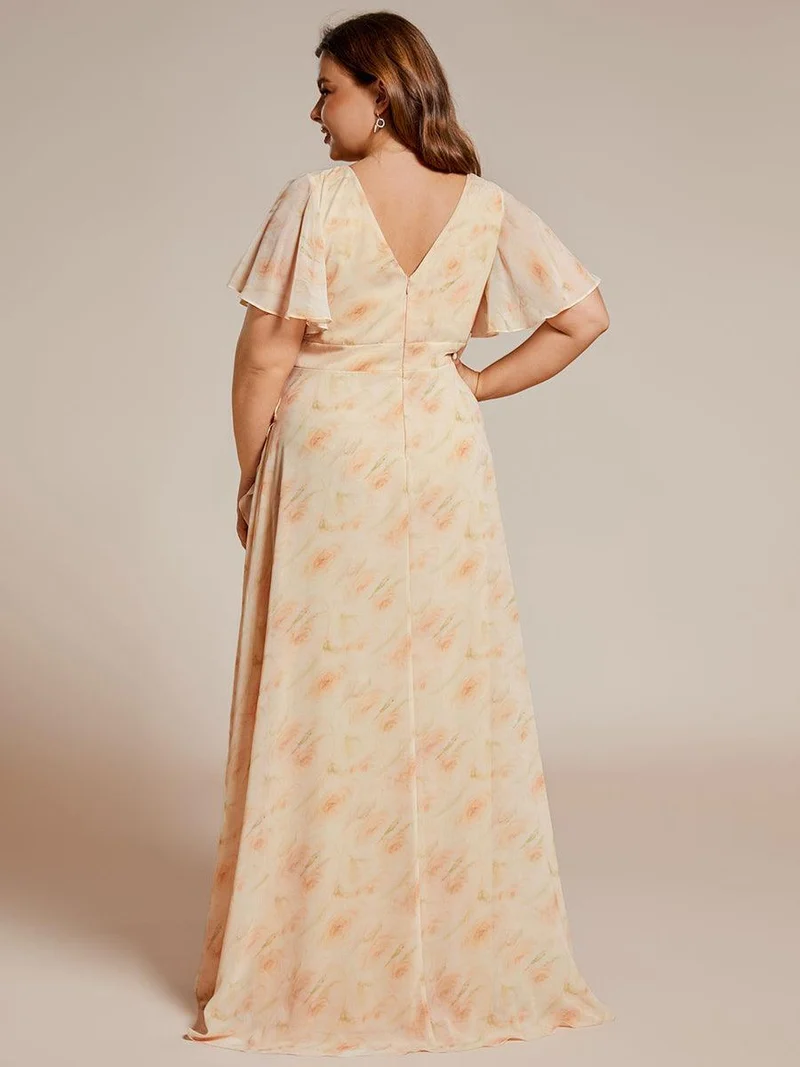 ever OREE|Robe demoiselle d'honneur Mousseline Ourlet en feuille de lotus Charmante(Vente Finale)
