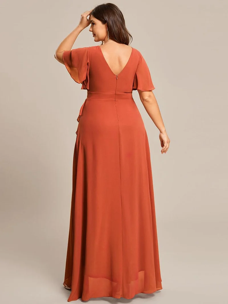 ever OREE|Robe demoiselle d'honneur Mousseline Ourlet en feuille de lotus Charmante(Vente Finale)