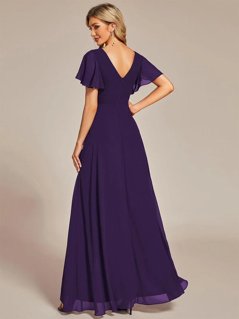 ever OREE|Robe demoiselle d'honneur Mousseline Ourlet en feuille de lotus Charmante(Vente Finale)