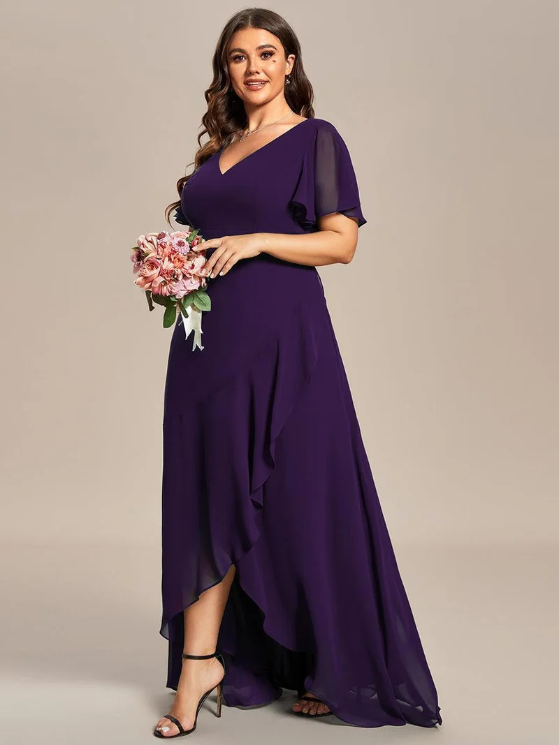 ever OREE|Robe demoiselle d'honneur Mousseline Ourlet en feuille de lotus Charmante(Vente Finale)