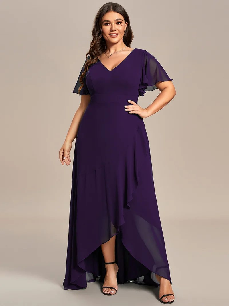 ever OREE|Robe demoiselle d'honneur Mousseline Ourlet en feuille de lotus Charmante(Vente Finale)
