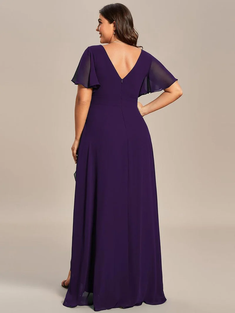 ever OREE|Robe demoiselle d'honneur Mousseline Ourlet en feuille de lotus Charmante(Vente Finale)