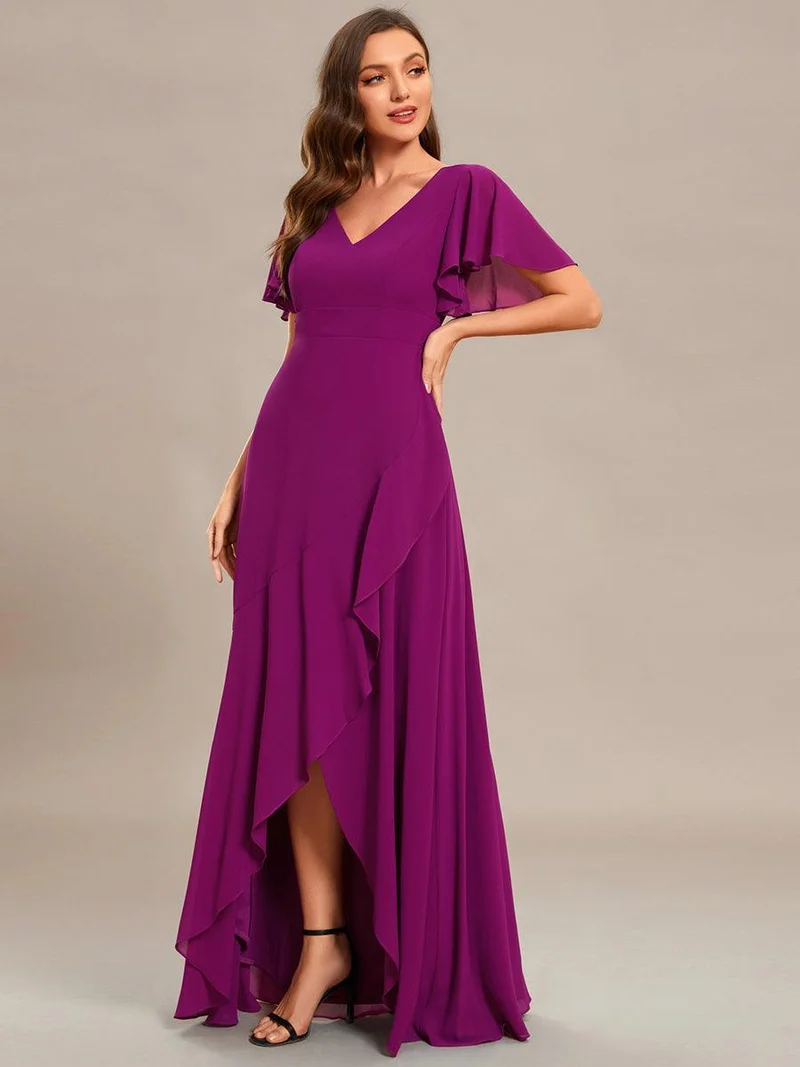 ever OREE|Robe demoiselle d'honneur Mousseline Ourlet en feuille de lotus Charmante(Vente Finale)