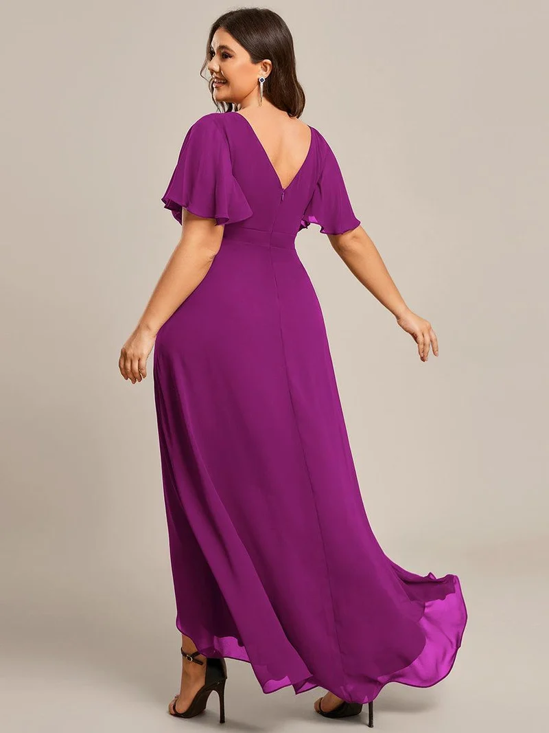 ever OREE|Robe demoiselle d'honneur Mousseline Ourlet en feuille de lotus Charmante(Vente Finale)