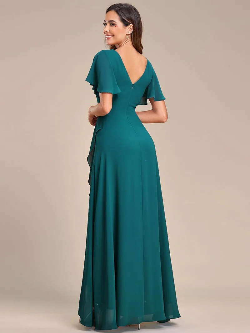 ever OREE|Robe demoiselle d'honneur Mousseline Ourlet en feuille de lotus Charmante(Vente Finale)