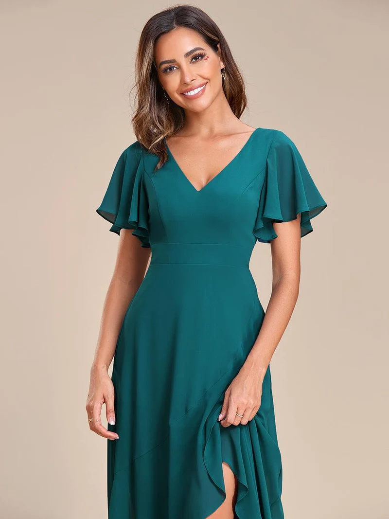 ever OREE|Robe demoiselle d'honneur Mousseline Ourlet en feuille de lotus Charmante(Vente Finale)