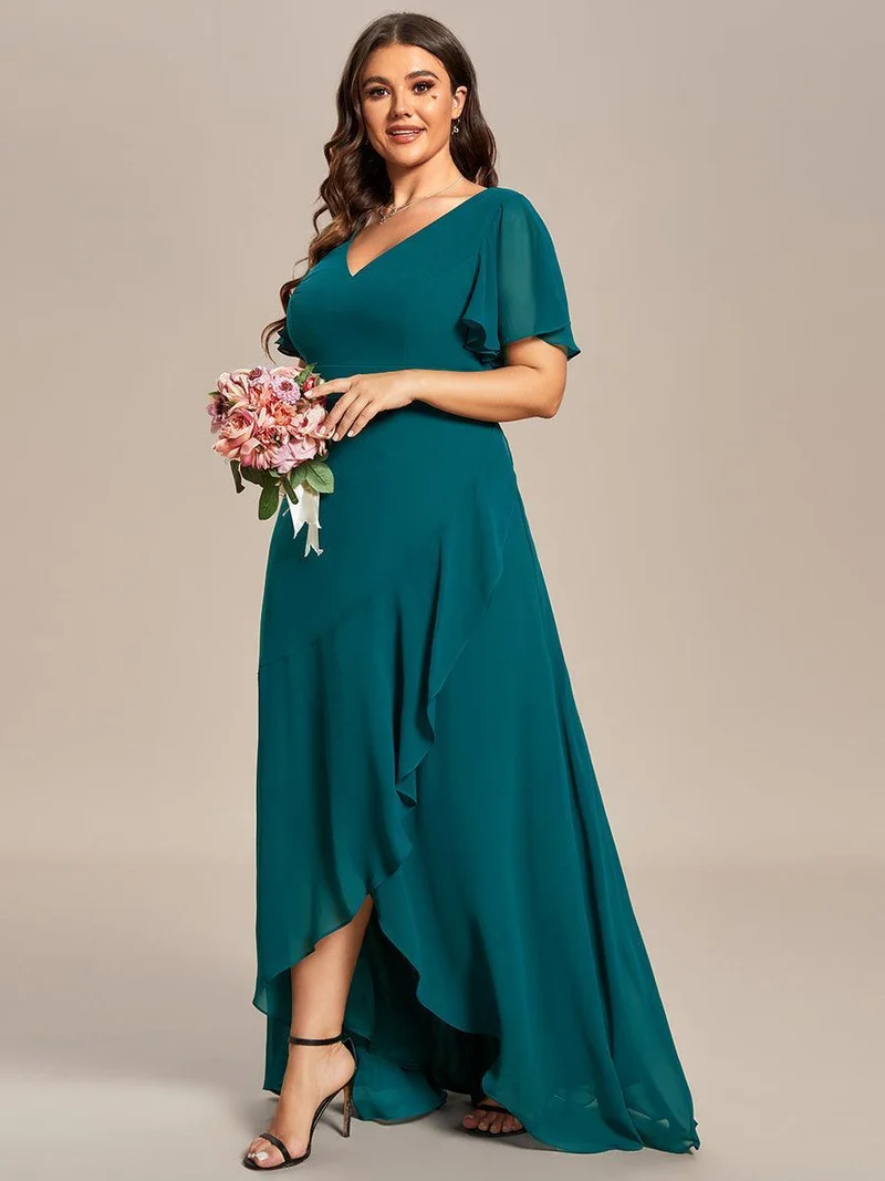 ever OREE|Robe demoiselle d'honneur Mousseline Ourlet en feuille de lotus Charmante(Vente Finale)