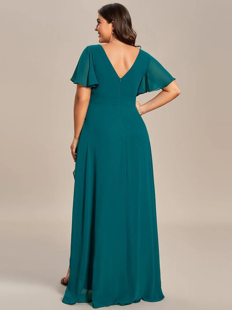 ever OREE|Robe demoiselle d'honneur Mousseline Ourlet en feuille de lotus Charmante(Vente Finale)