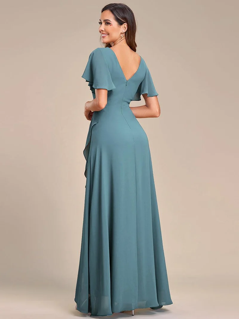 ever OREE|Robe demoiselle d'honneur Mousseline Ourlet en feuille de lotus Charmante(Vente Finale)