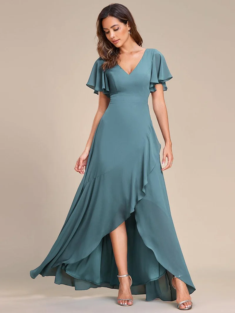 ever OREE|Robe demoiselle d'honneur Mousseline Ourlet en feuille de lotus Charmante(Vente Finale)