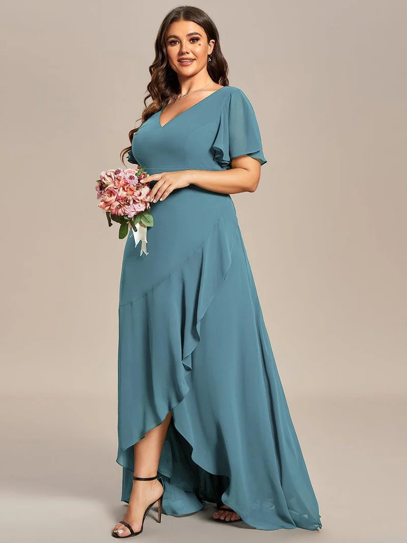 ever OREE|Robe demoiselle d'honneur Mousseline Ourlet en feuille de lotus Charmante(Vente Finale)