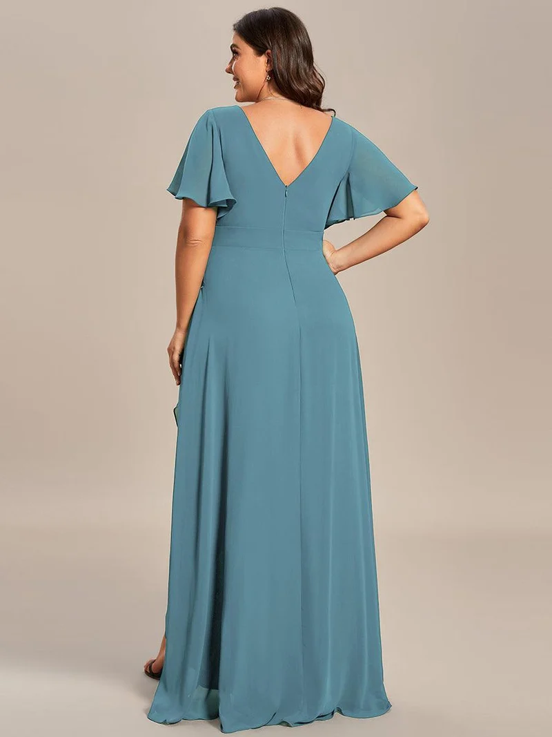 ever OREE|Robe demoiselle d'honneur Mousseline Ourlet en feuille de lotus Charmante(Vente Finale)