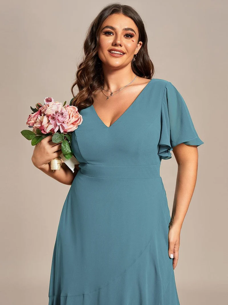 ever OREE|Robe demoiselle d'honneur Mousseline Ourlet en feuille de lotus Charmante(Vente Finale)
