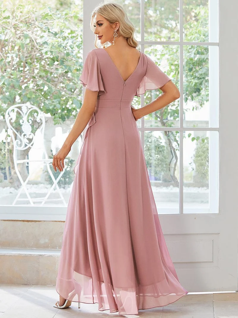 ever OREE|Robe demoiselle d'honneur Mousseline Ourlet en feuille de lotus Charmante(Vente Finale)