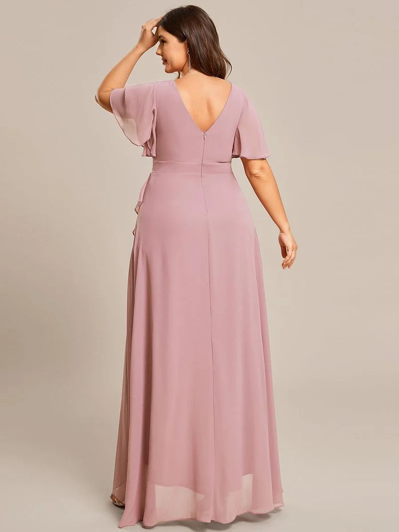 ever OREE|Robe demoiselle d'honneur Mousseline Ourlet en feuille de lotus Charmante(Vente Finale)
