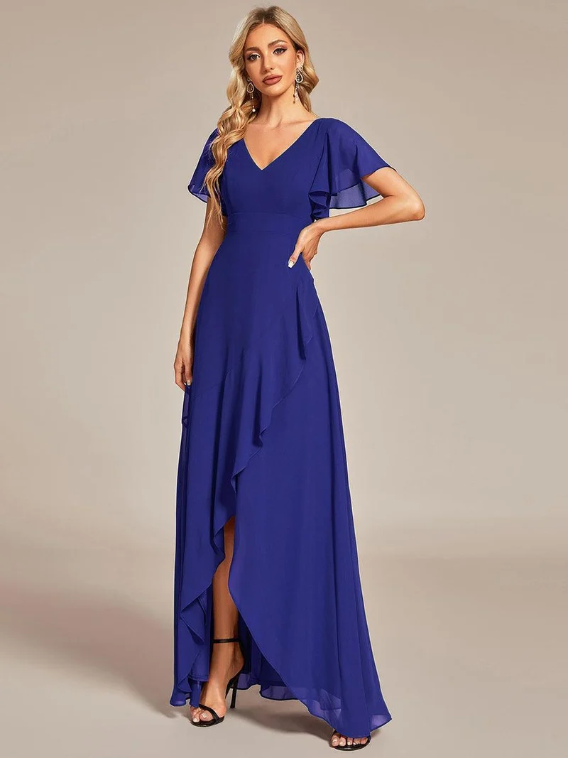 ever OREE|Robe demoiselle d'honneur Mousseline Ourlet en feuille de lotus Charmante(Vente Finale)