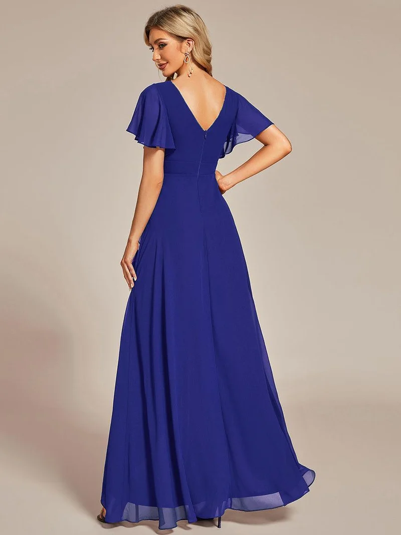 ever OREE|Robe demoiselle d'honneur Mousseline Ourlet en feuille de lotus Charmante(Vente Finale)
