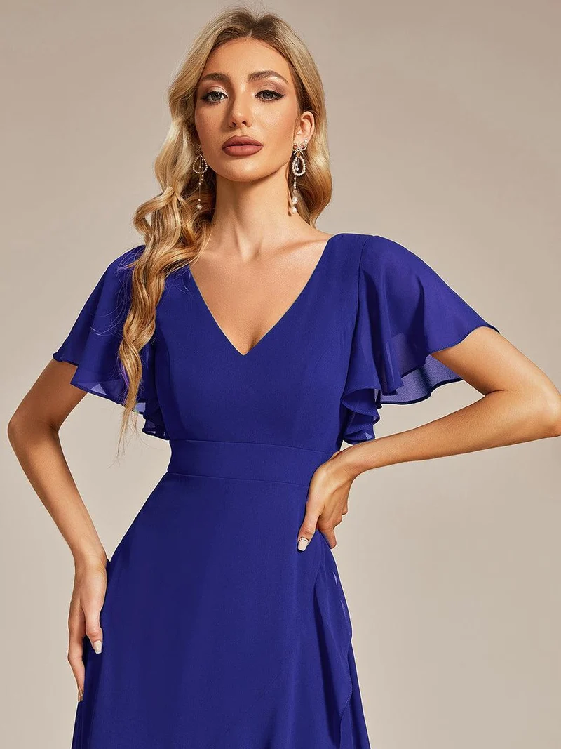 ever OREE|Robe demoiselle d'honneur Mousseline Ourlet en feuille de lotus Charmante(Vente Finale)