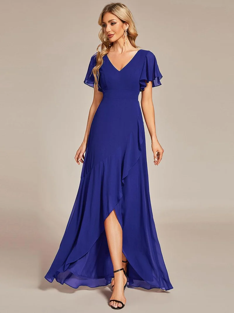 ever OREE|Robe demoiselle d'honneur Mousseline Ourlet en feuille de lotus Charmante(Vente Finale)