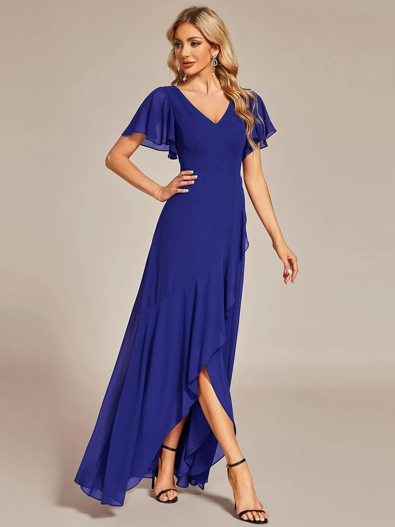 ever OREE|Robe demoiselle d'honneur Mousseline Ourlet en feuille de lotus Charmante(Vente Finale)