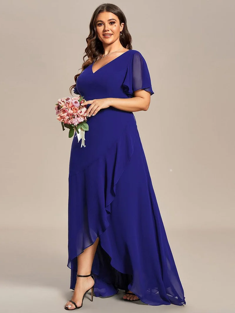 ever OREE|Robe demoiselle d'honneur Mousseline Ourlet en feuille de lotus Charmante(Vente Finale)