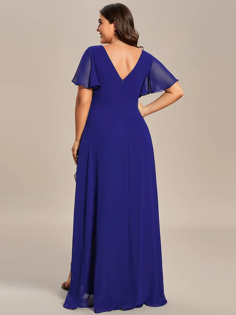 ever OREE|Robe demoiselle d'honneur Mousseline Ourlet en feuille de lotus Charmante(Vente Finale)
