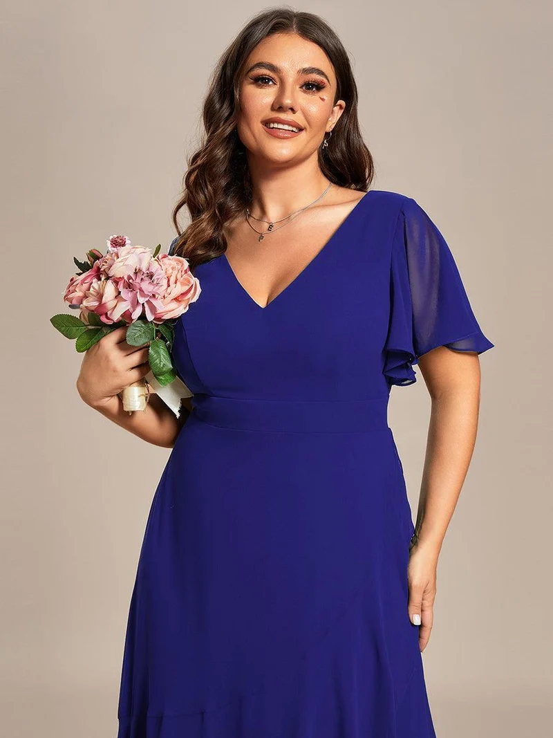 ever OREE|Robe demoiselle d'honneur Mousseline Ourlet en feuille de lotus Charmante(Vente Finale)