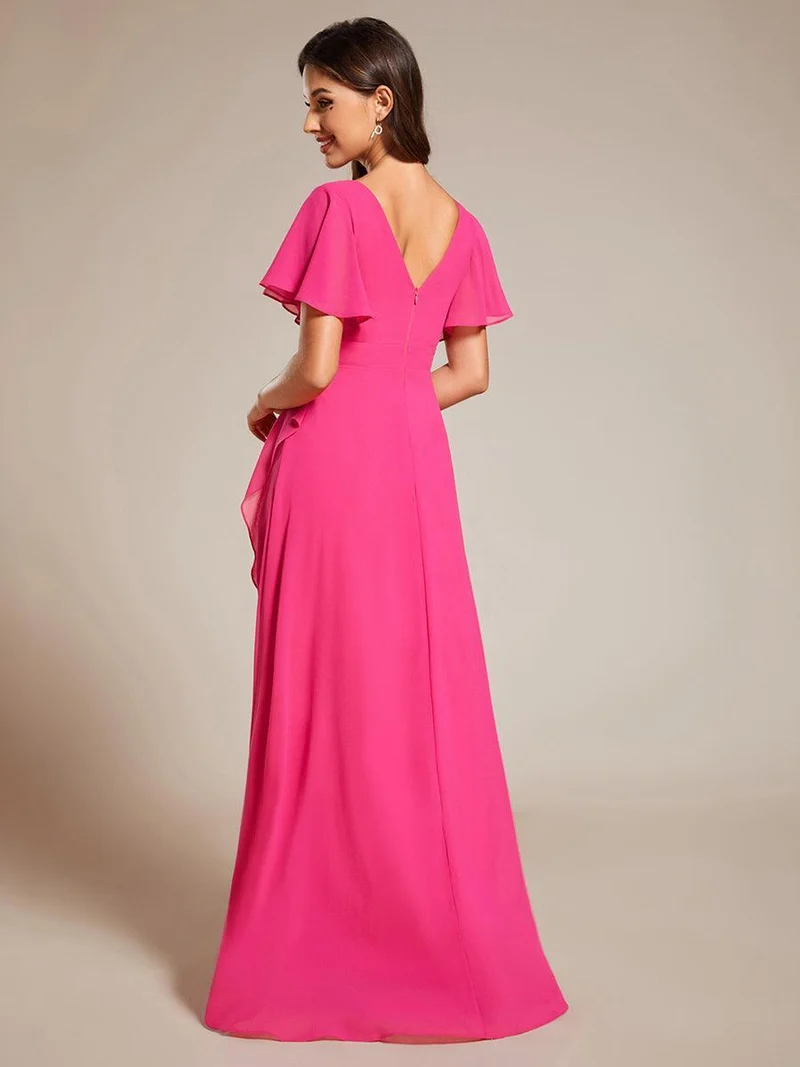 ever OREE|Robe demoiselle d'honneur Mousseline Ourlet en feuille de lotus Charmante(Vente Finale)