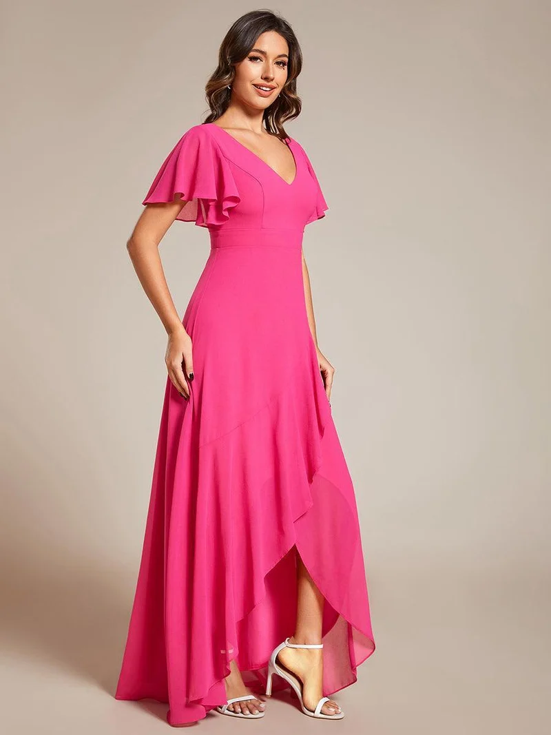 ever OREE|Robe demoiselle d'honneur Mousseline Ourlet en feuille de lotus Charmante(Vente Finale)