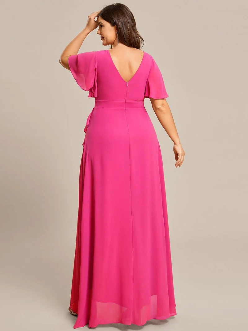 ever OREE|Robe demoiselle d'honneur Mousseline Ourlet en feuille de lotus Charmante(Vente Finale)