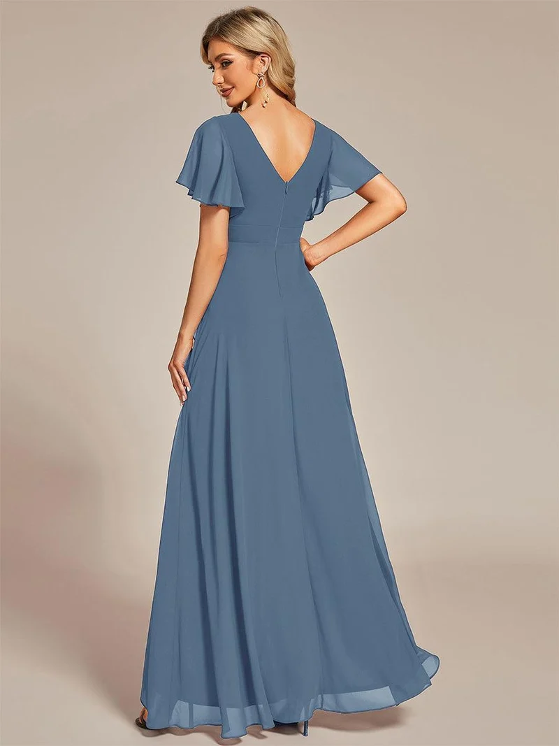ever OREE|Robe demoiselle d'honneur Mousseline Ourlet en feuille de lotus Charmante(Vente Finale)