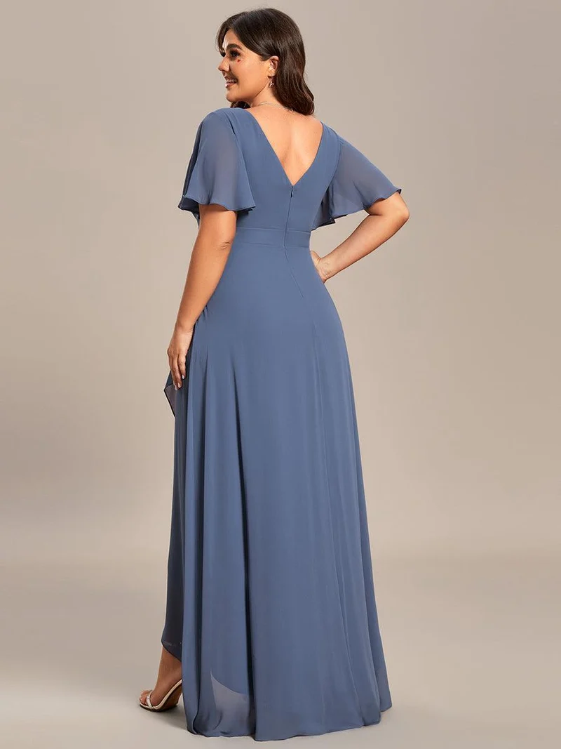 ever OREE|Robe demoiselle d'honneur Mousseline Ourlet en feuille de lotus Charmante(Vente Finale)