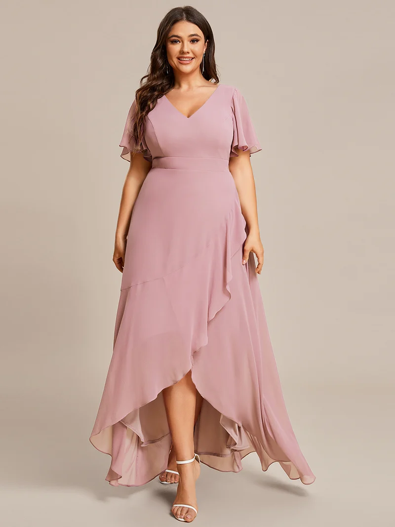 ever OREE|Robe demoiselle d'honneur Mousseline Ourlet en feuille de lotus Charmante(Vente Finale)