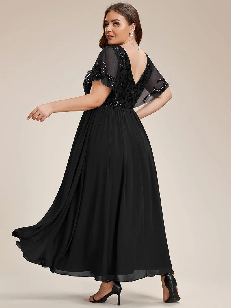ever HAZEL|Robe Mère de la Mariée en mousseline à manches courtes et encolure en V