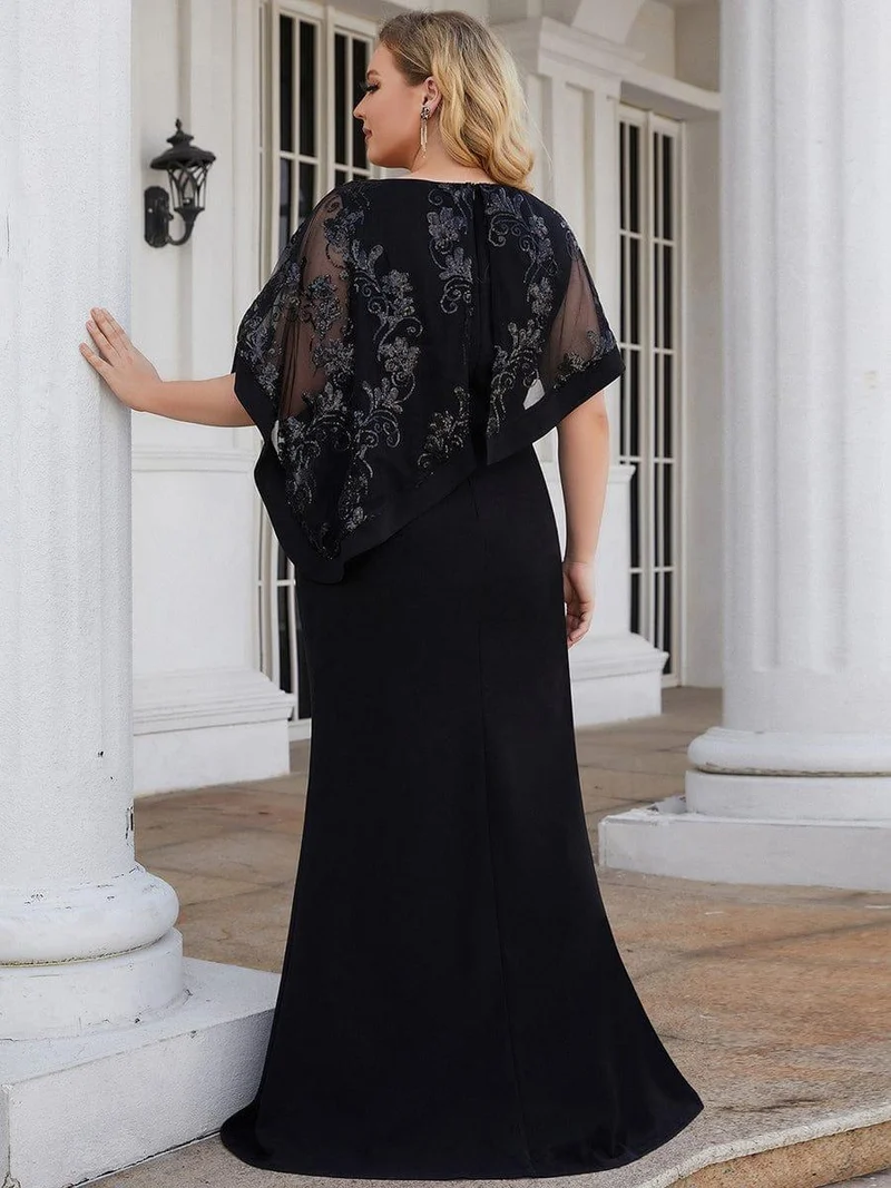 ever CELINE|Robe mère de la Mariée moulante en dentelle à sequins longue au sol