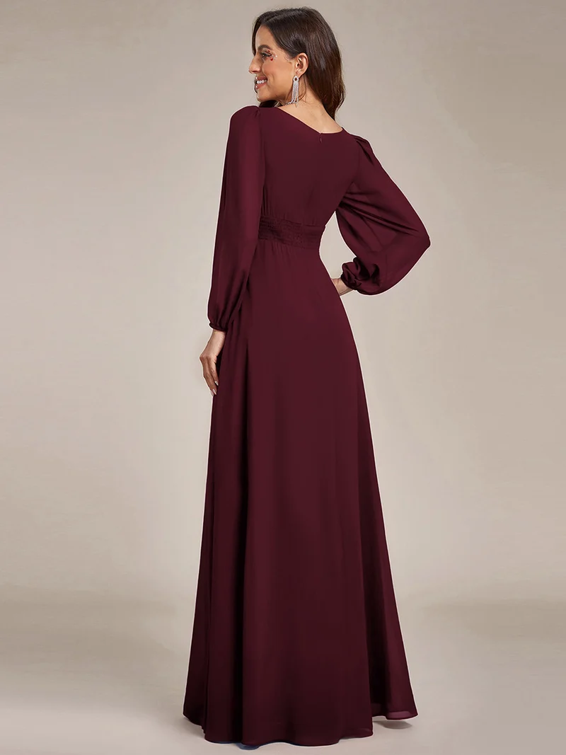 ever CELESTE|Robe demoiselle d'honneur en mousseline à taille haute Manches bouffantes