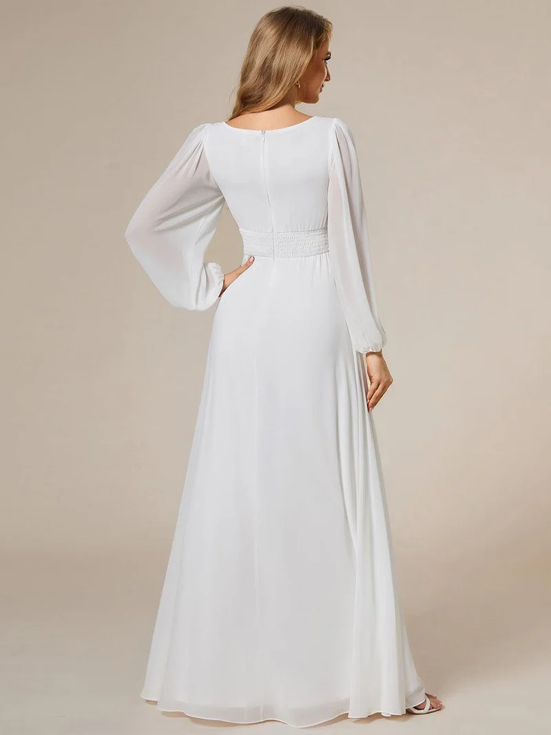 ever CELESTE|Robe demoiselle d'honneur en mousseline à taille haute Manches bouffantes