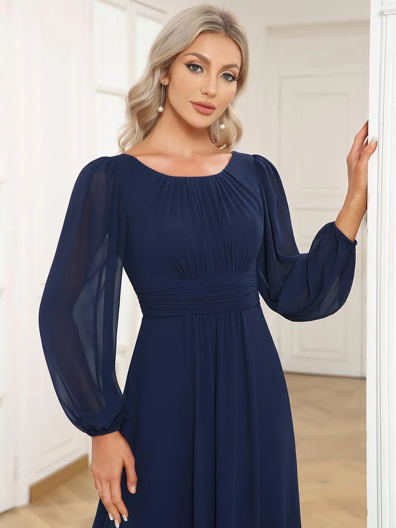 ever CELESTE|Robe demoiselle d'honneur en mousseline à taille haute Manches bouffantes