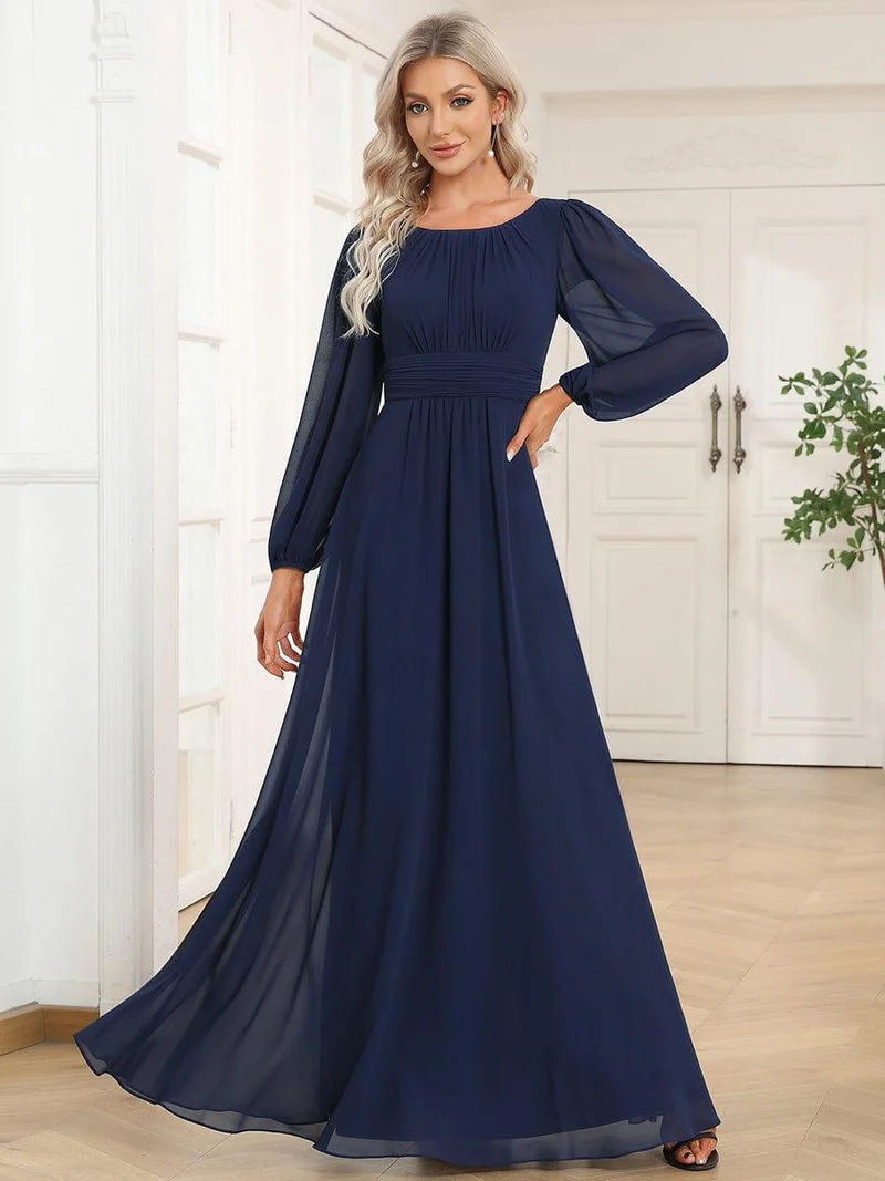 ever CELESTE|Robe demoiselle d'honneur en mousseline à taille haute Manches bouffantes