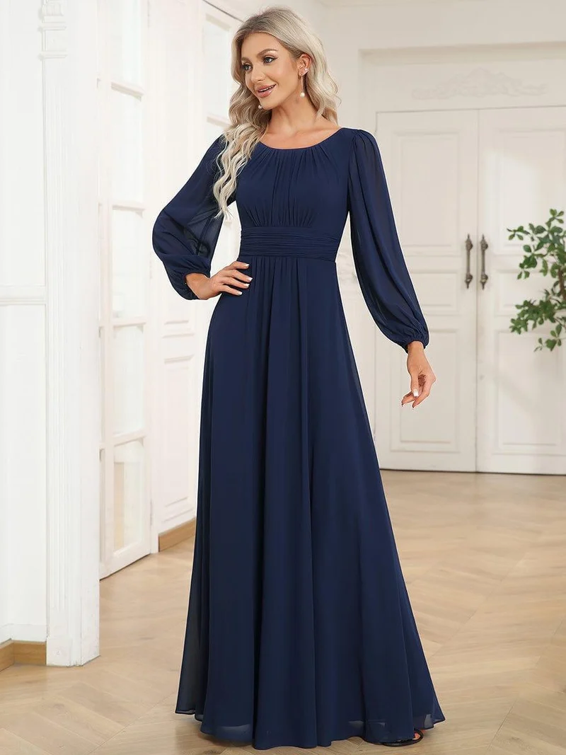 ever CELESTE|Robe demoiselle d'honneur en mousseline à taille haute Manches bouffantes