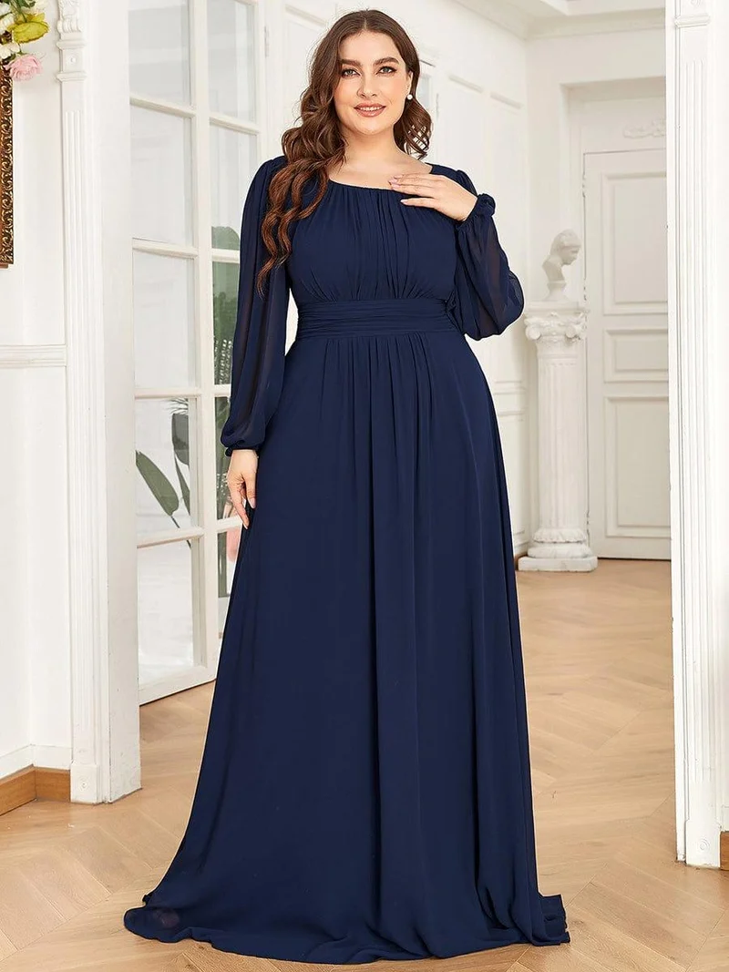 ever CELESTE|Robe demoiselle d'honneur en mousseline à taille haute Manches bouffantes