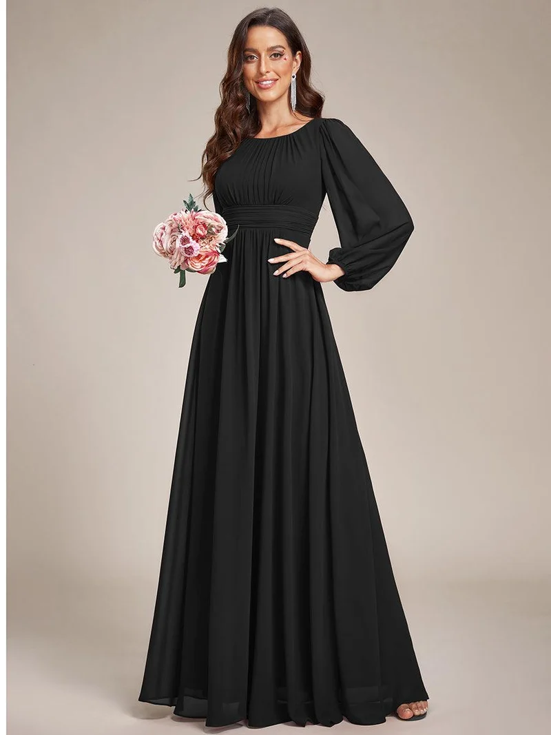 ever CELESTE|Robe demoiselle d'honneur en mousseline à taille haute Manches bouffantes