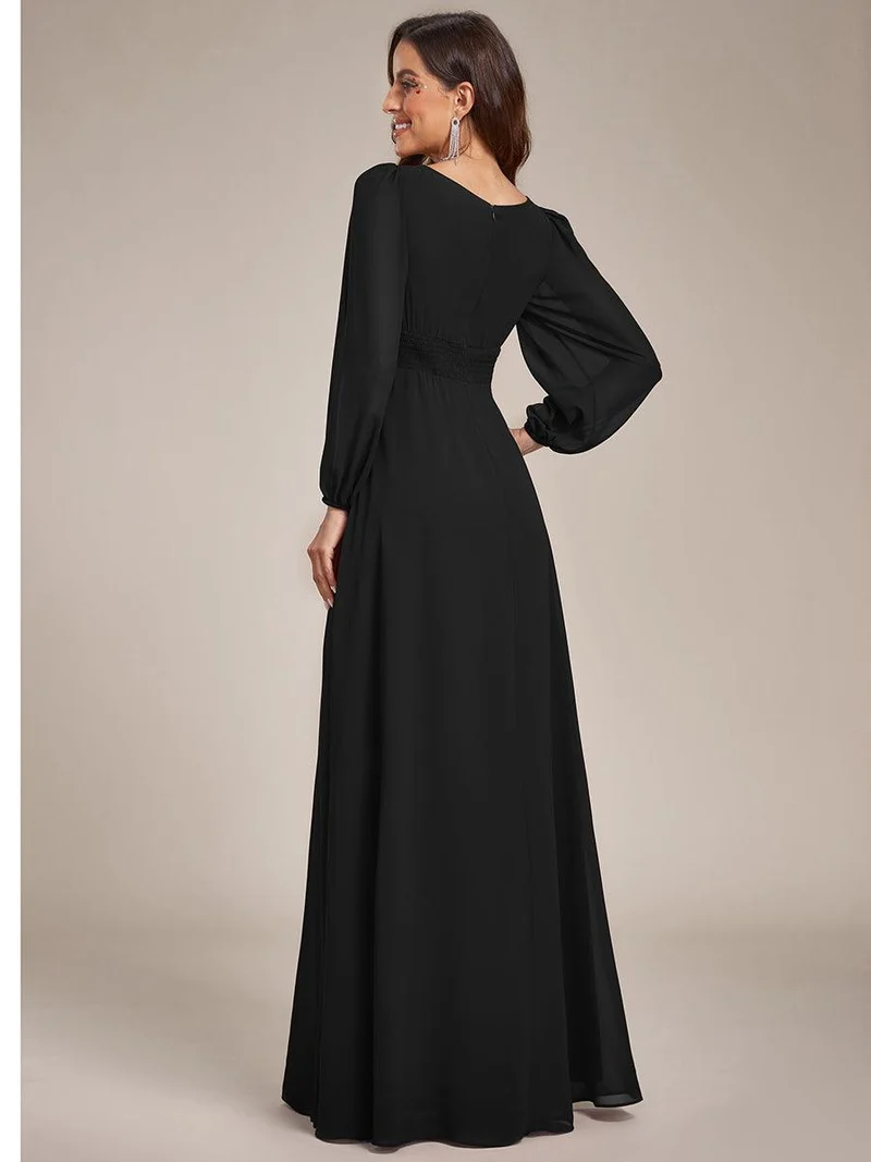 ever CELESTE|Robe demoiselle d'honneur en mousseline à taille haute Manches bouffantes